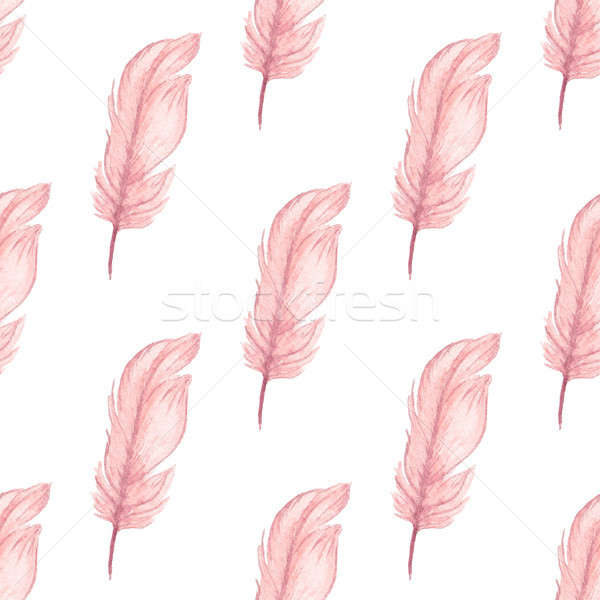 パターン ピンク 羽毛 手描き 水彩画 ストックフォト © Artspace