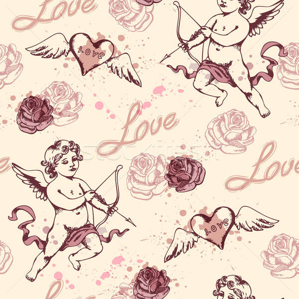 Vintage seamless pattern with Cupid  Stock photo © Artspace