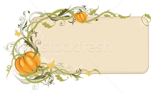 [[stock_photo]]: Halloween · bannière · citrouille · floral · ornement · papillon