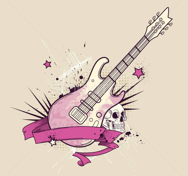 Rock müzik grunge vektör elektrogitar müzik kafatası Stok fotoğraf © Artspace