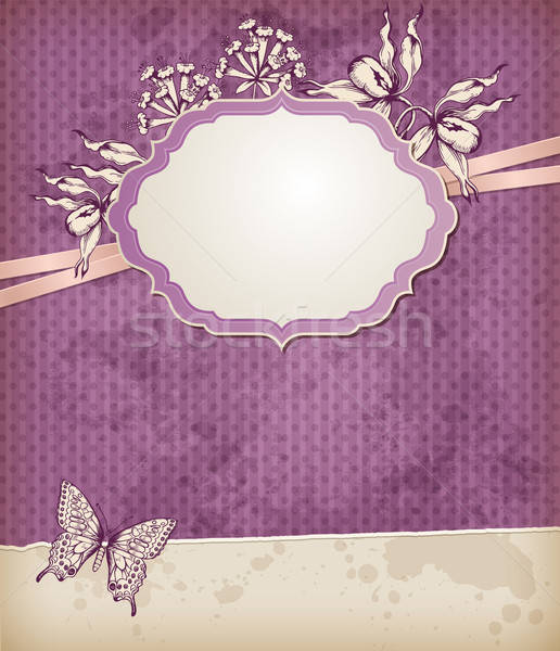 Vintage background with label and flowers Stock photo © Artspace