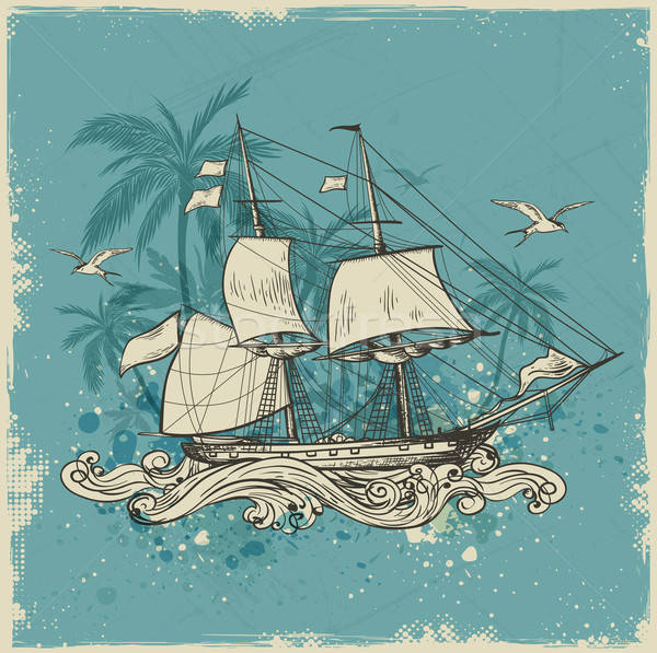 Vintage background with sailing vessel  Stock photo © Artspace