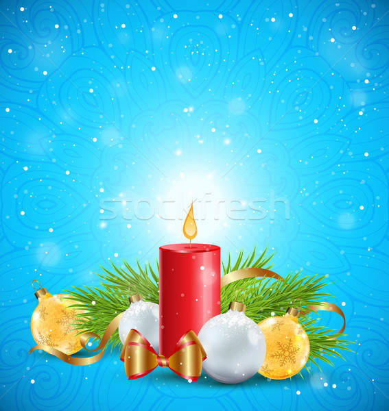 Christmas greeting card with red candle Stock photo © Artspace