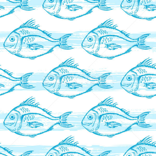 Pattern with blue fish Stock photo © Artspace