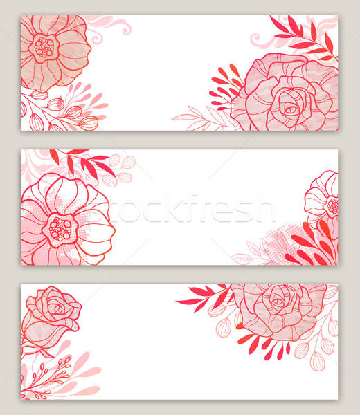 Stock photo: Pink Floral banners