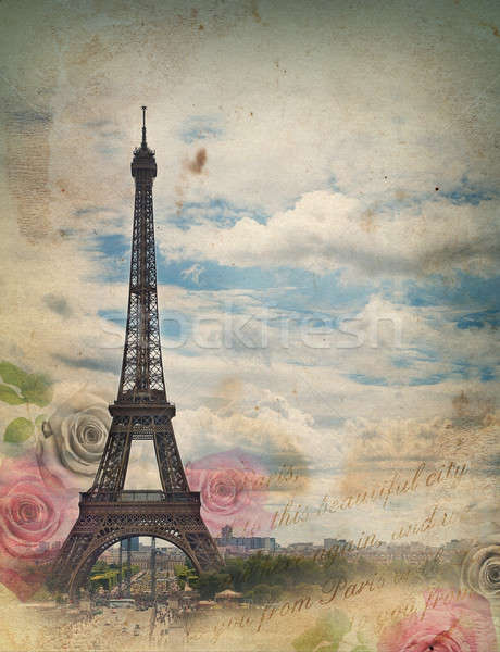 Old card with Paris Stock photo © Artspace