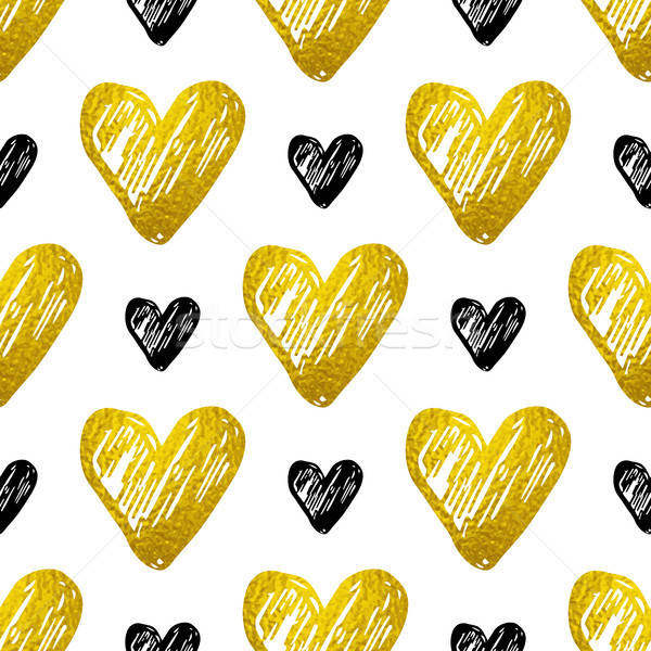 Patrón dorado negro corazones decorativo Foto stock © Artspace