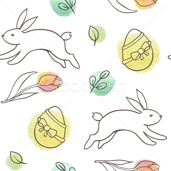 Easter seamless pattern with rabbit and eggs Stock photo © Artspace