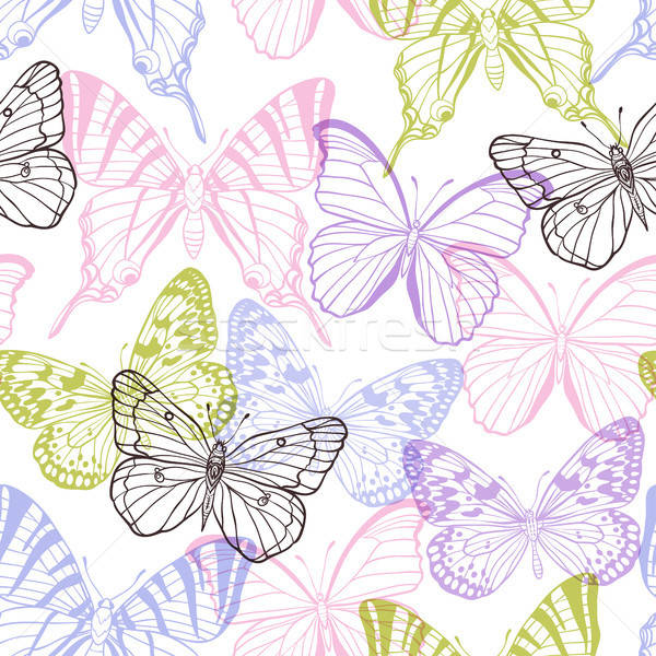 Foto stock: Decorativo · borboletas · vetor · rosa · violeta