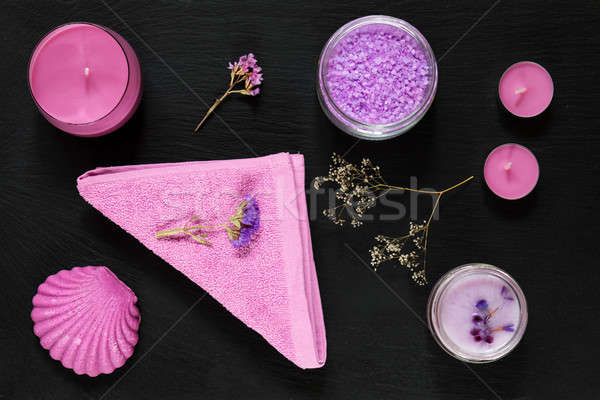 Spa products. Violet purple concept. Stock photo © artsvitlyna