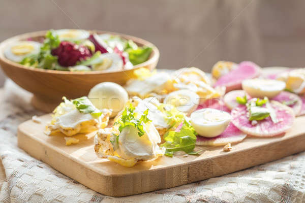 Nahrhaft Getreide Sahne Käse Salat Stock foto © artsvitlyna