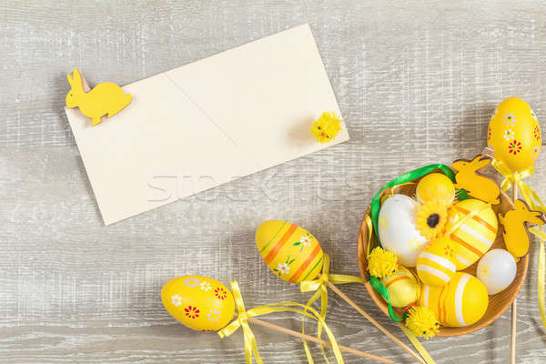 Stock foto: Ostern · Urlaub · gelb · Farben · Frühlingsblumen · gemalt