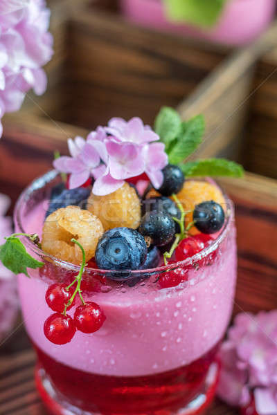 Multivitamin summer berry delicious panacotta. Stock photo © artsvitlyna