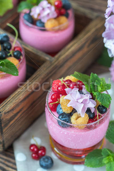 Multivitamin summer berry delicious panacotta. Stock photo © artsvitlyna