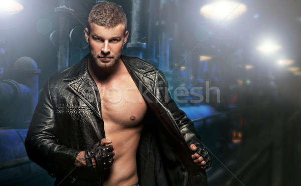 Sexy Man on Dark Background Stock photo © arturkurjan