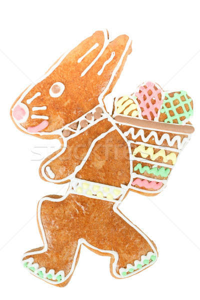 Stock foto: Osterhase · Lebkuchen · weiß · isoliert · Frühling · Hintergrund