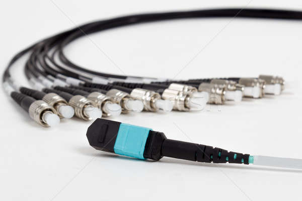 Stock photo: fiber optic ST and MTP (MPO) connectors
