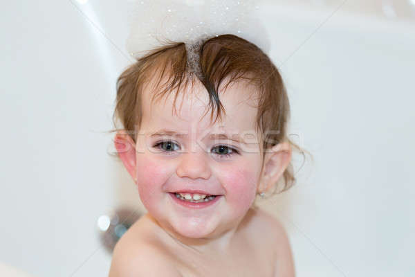 Stock fotó: Kislány · elvesz · fürdő · fürdőkád · boldog · aranyos
