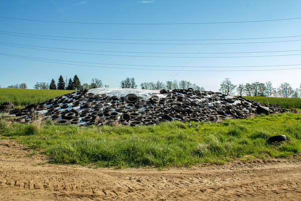 silage by farmers using old tires as a burden Stock photo © artush