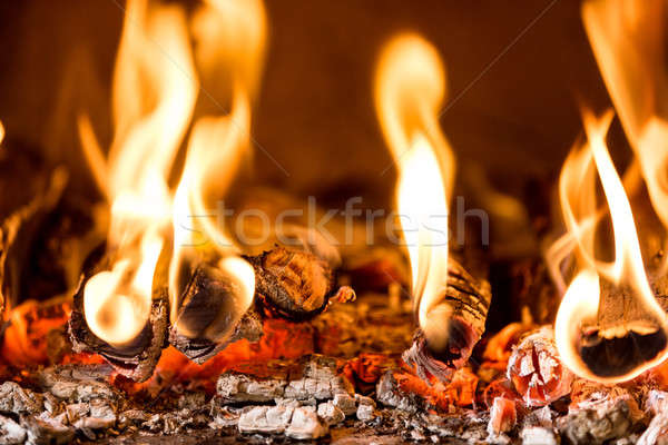 Flame in a fireplace Stock photo © artush