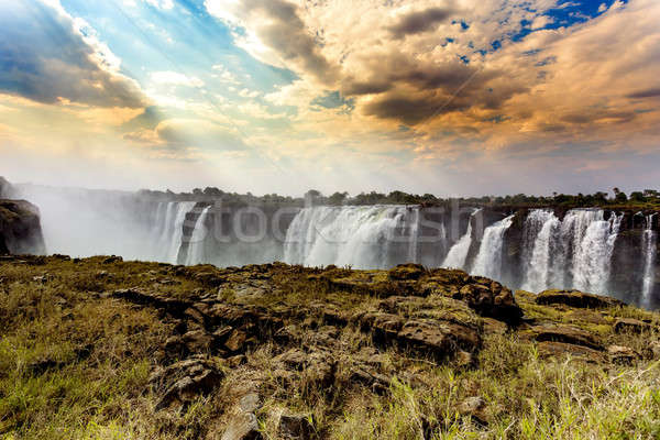 The Victoria falls with dramatic sky HDR effect Stock photo © artush