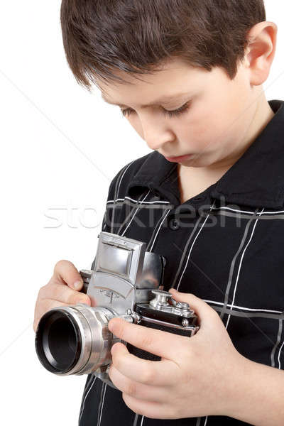 young boy with old vintage analog SLR camera Stock photo © artush