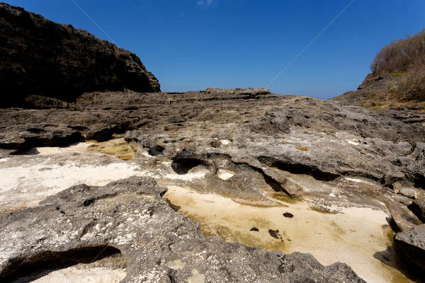 Rotsformatie kustlijn eiland droom bali punt Stockfoto © artush
