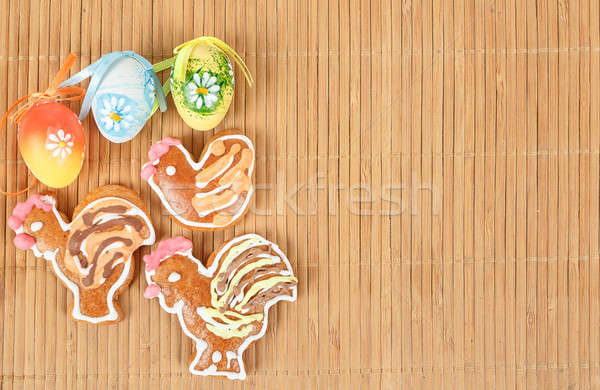 Easter gingerbreads and painted egg Stock photo © artush