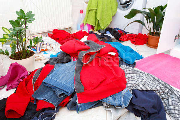 Koszos ruházat kész mos köteg otthon Stock fotó © artush