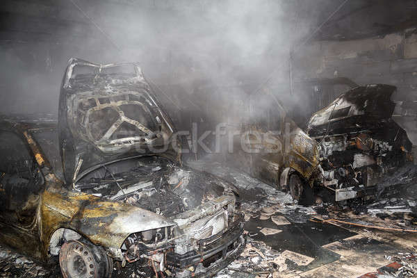 Close up photo of a burned out cars Stock photo © artush