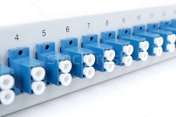 Stock photo: Fiber optic distribution frame with SC adapters