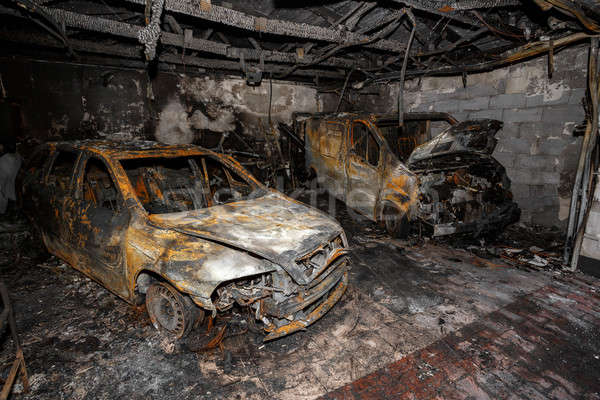 Close up photo of a burned out cars Stock photo © artush