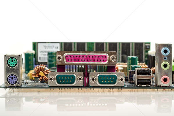 Calculator placa de baza vedere din spate muncă tehnologie Imagine de stoc © artush