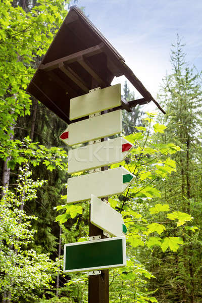 Stock photo: Empty sign on a trail