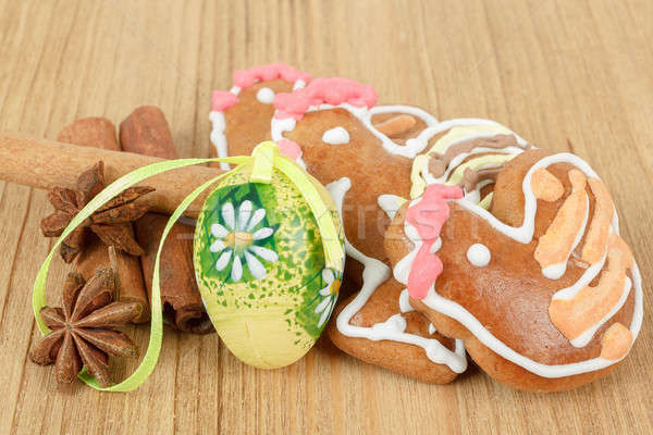 Easter gingerbreads and painted egg Stock photo © artush