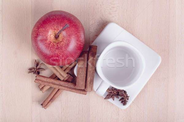 Stock photo: apple cinnamon and empty cup