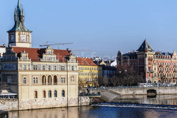 View to the Prague Old Town (Smetanovo Nabrezi) Stock photo © artush