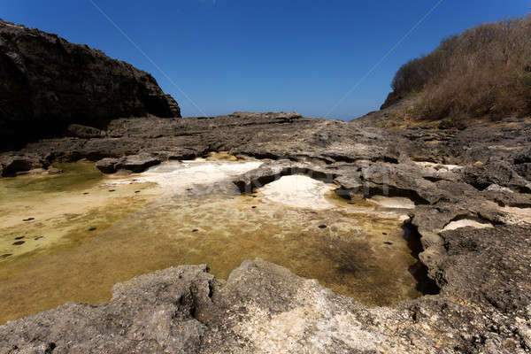 Rotsformatie kustlijn eiland droom bali punt Stockfoto © artush