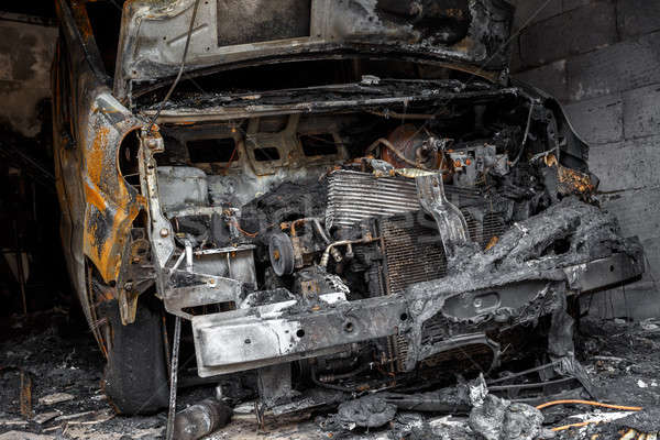 Close up photo of a burned out cars Stock photo © artush