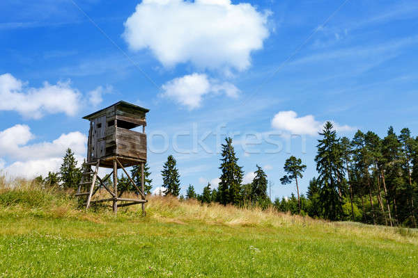 Fából készült magas ülés vidéki táj Csehország díszlet Stock fotó © artush