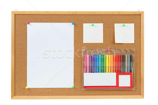 Kolor zauważa tablicy korkowej widoku kolor biuro Zdjęcia stock © artush