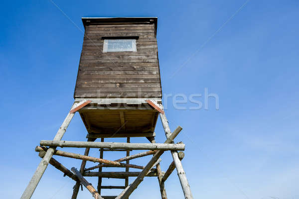 Wooden Hunters High Seat, hunting tower Stock photo © artush