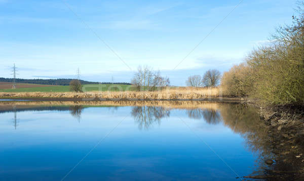 Lac iarnă Blue Sky scena rurala peisaj frumuseţe Imagine de stoc © artush