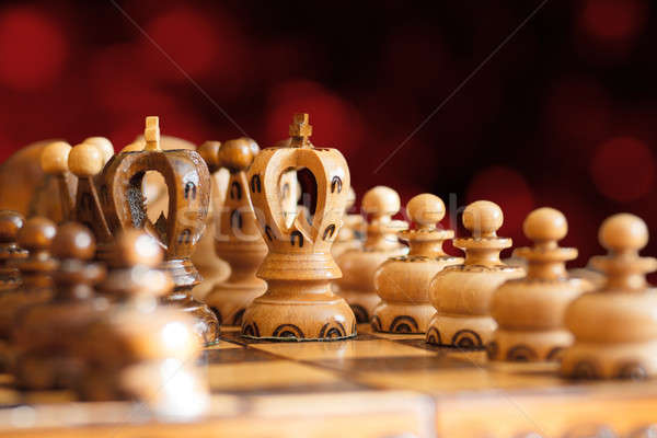 Schaakbord focus witte koning Rood abstract Stockfoto © artush