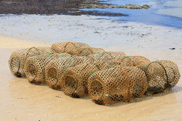 Typowy połowów trap plaży bambusa wścibski Zdjęcia stock © artush