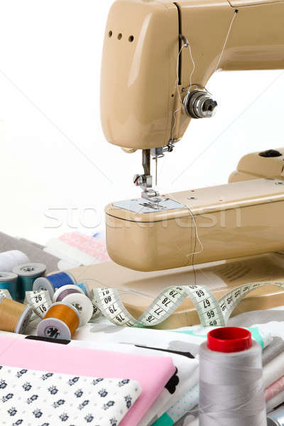 Máquina de costura tecido medição fita algodão alfaiate Foto stock © artush