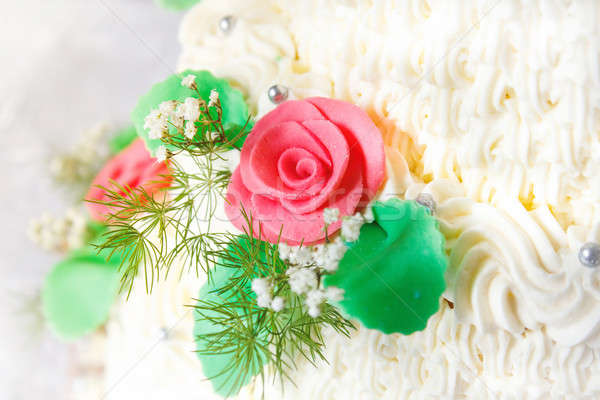 Dettaglio tradizionale wedding cake crema rose alimentare Foto d'archivio © artush