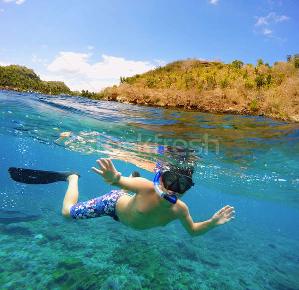 Underwater and surface split view in the tropics Stock photo © artush