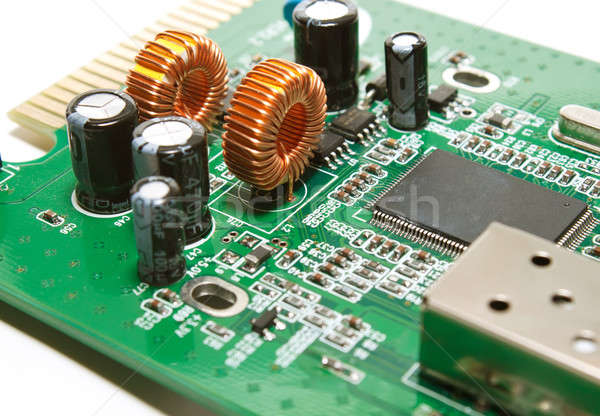 Closeup of a green electronic circuit board Stock photo © artush