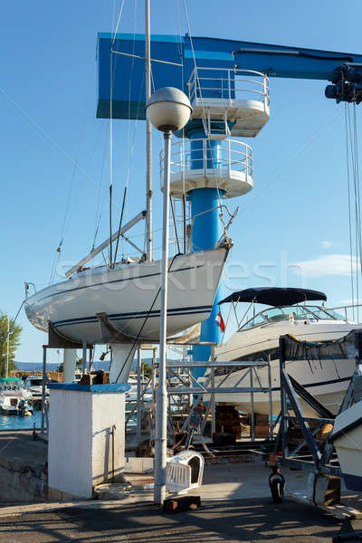 crane in yachts service and shipyard in port Stock photo © artush